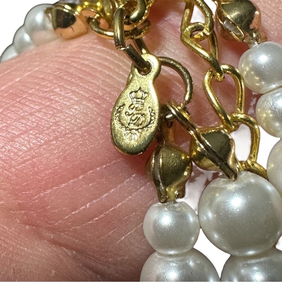 PD Premier Designs White 5 Strand Clear Glass Faux Pearl MOP Bib Necklace 17-21” - Picture 12 of 13